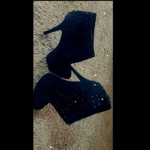 Just Fab Woman's Black Diamond Ankle Boots 8.5